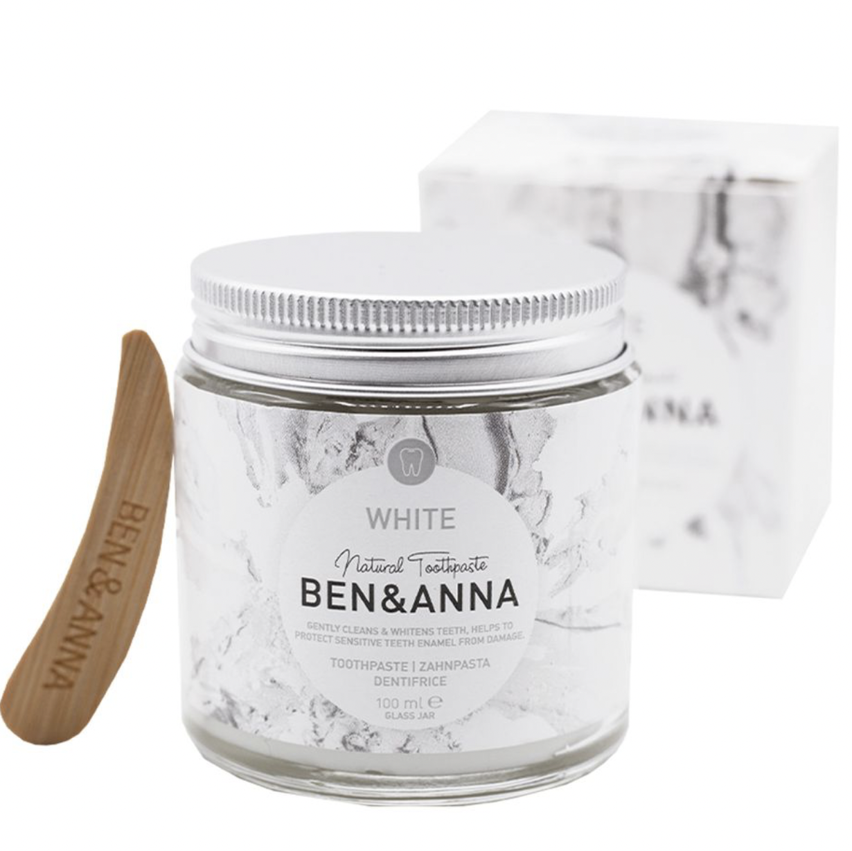 Ben&Anna Valgendav hambapasta klaaspurgis, 100 g